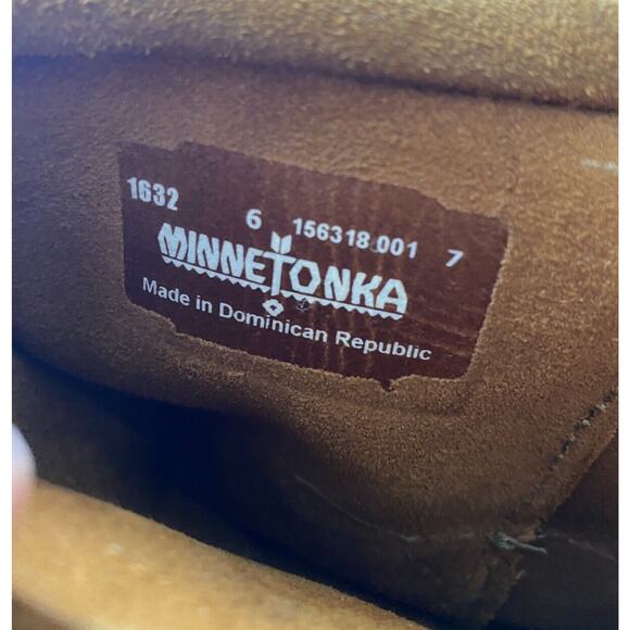 Minnetonka Brown Suede Moccasin Calf Boots 3 Layer Fringe 1632 Women’s Size 6 - Picture 3 of 7